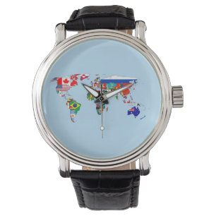 Montre Monde Carte des drapeaux Montrer