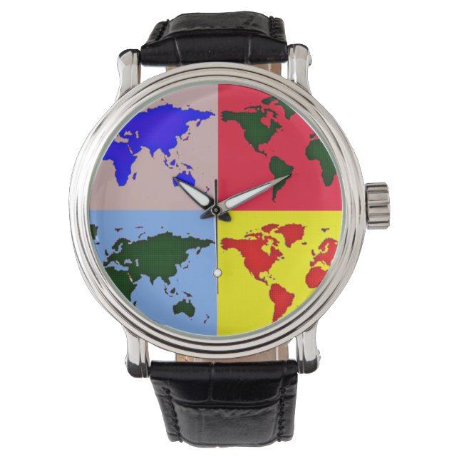 Montre monde graphique coloré heure (devant)