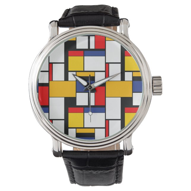 Montre Mondrian géométrique Composition minimaliste moder (devant)