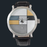Montre Mondrian inspiré<br><div class="desc">Abstract modern with colorful (navy blue,  grey,  black,  yellow,  white) rectangles dans Mondrian on white background</div>