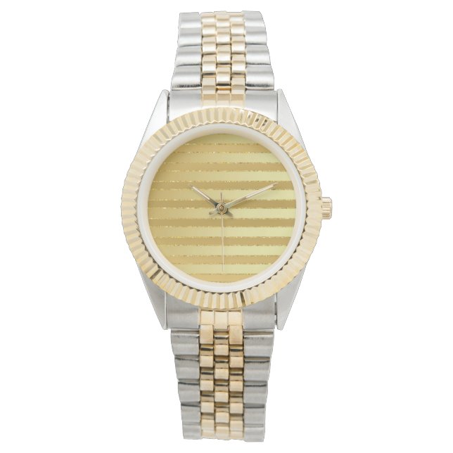 Montre Monogram Chic Striped Gold Parties scintillant fem (devant)