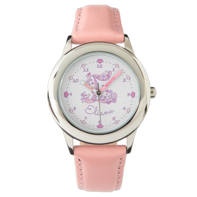 Montre Monogram E filles doodletter art Eliana (devant)