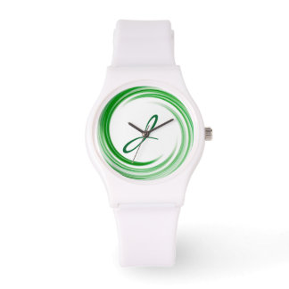 Montre Monogram Green Swirl Art Abstrait