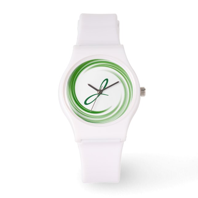 Montre Monogram Green Swirl Art Abstrait (Recto)