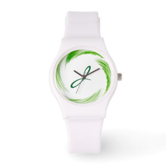 Montre Monogram Green Swirl Art Abstrait #2