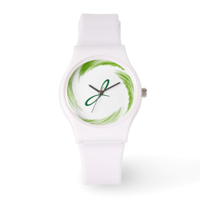 Montre Monogram Green Swirl Art Abstrait #2 (Recto)