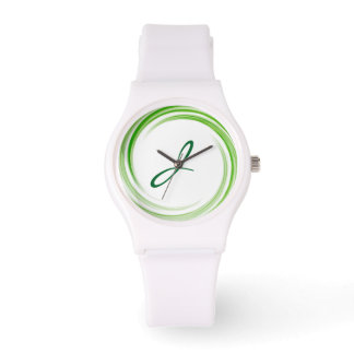Montre Monogram Green Swirl Art Abstrait #3