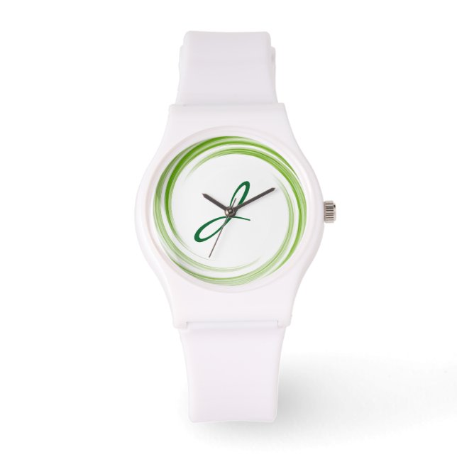 Montre Monogram Green Swirl Art Abstrait #3 (Recto)