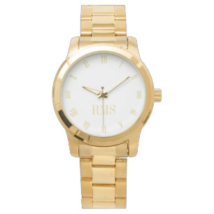 Montre Monogram Initiales Unisex Luxe Gold Bracelet Montr
