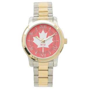 Montre Monogram Knit Style Red Maple Leaf Knitting Motif