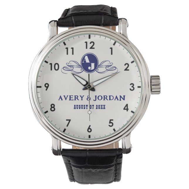 Montre Monogram name initial for wedding gift (devant)