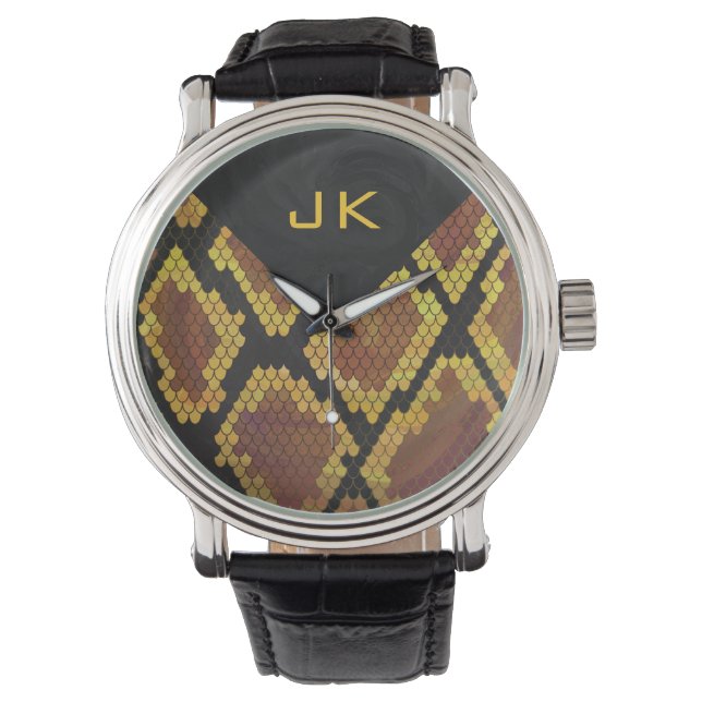 Montre Monogram Snake Brown et Gold Print (devant)