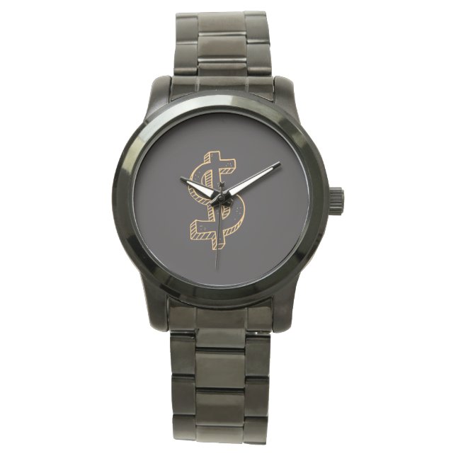 Montre Monogram Unisexe Signe Dollar Géant Noir (devant)