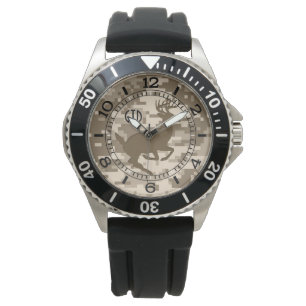 Montre Monogramme beige de Camo de cerfs communs de