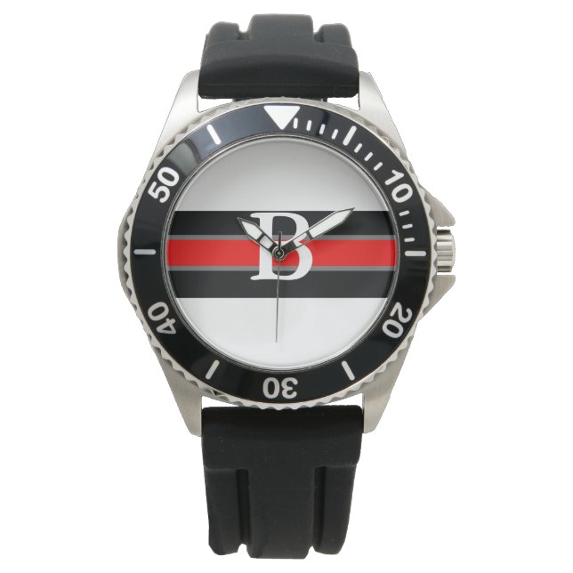 Montre Monogramme Black & Red Striped Watch (devant)