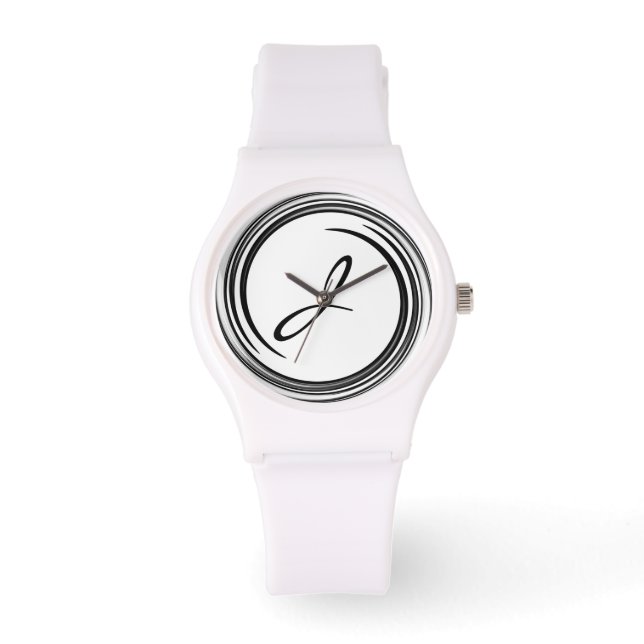 Montre Monogramme Black Swirl Art Abstrait (Recto)