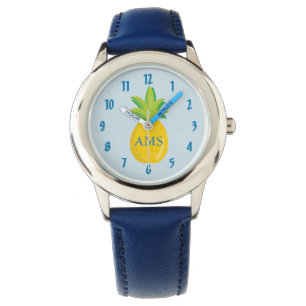 Montre Monogramme bleu Ananas enfants
