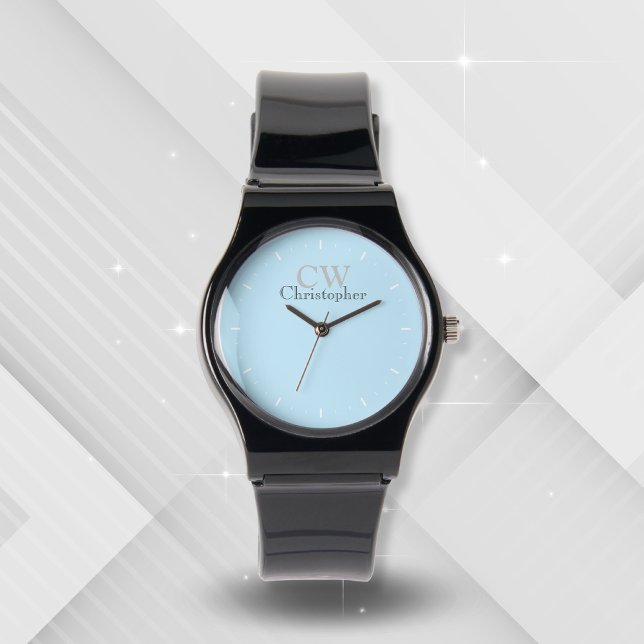 Montre Monogramme bleu minimaliste (Créateur téléchargé)