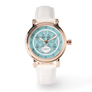 Montre Monogramme bleu œuf de robin des jardins botanique