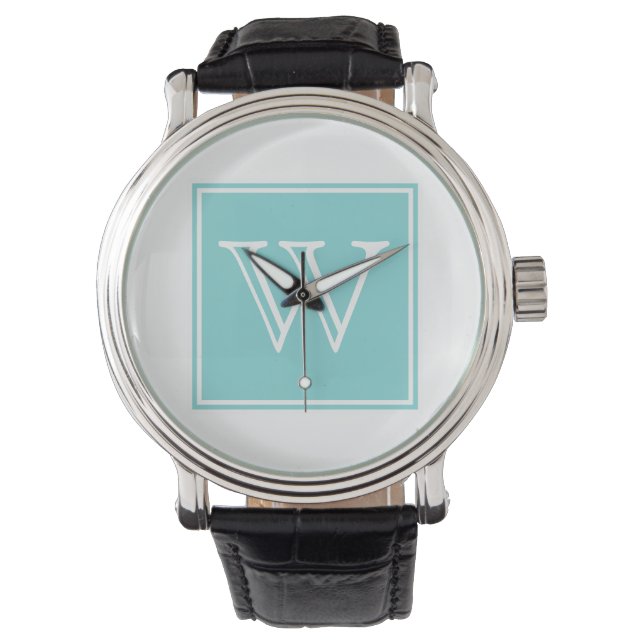 Montre Monogramme Carré Turquoise (devant)