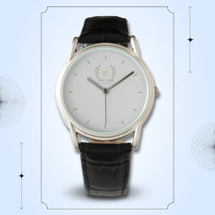 Montre Monogramme classique Laurel Wreath Grey Gold
