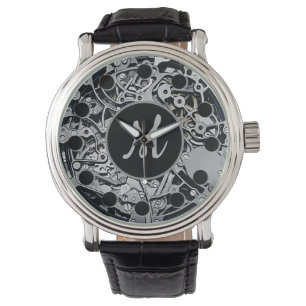 Montre Monogramme Clocwork Gears Silver Wrist Watch