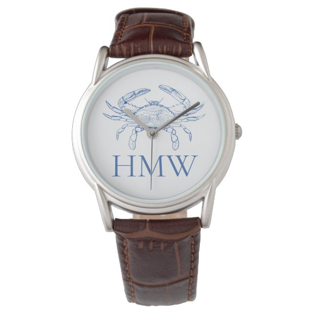 Montre Monogramme Crabe Bleu et Blanc Côtiers (devant)