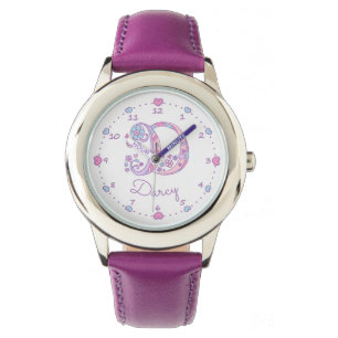 Montre Monogramme D filles doodle lettre art Darcy