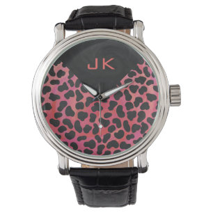 Montre Monogramme Dalmatien Noir et Rouge