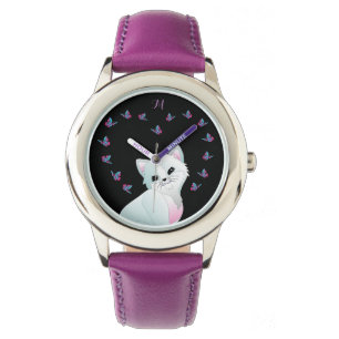 Montre Monogramme de chats mignons Monographie violette