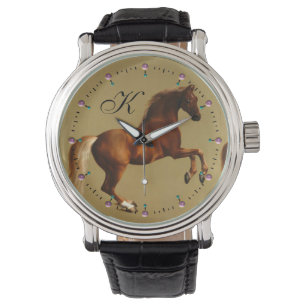 MONTRE MONOGRAMME DE CHEVAL ROUGE