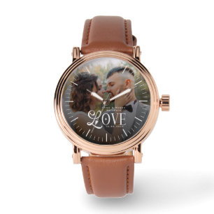 Montre Monogramme de couple de photo de mariage personnal