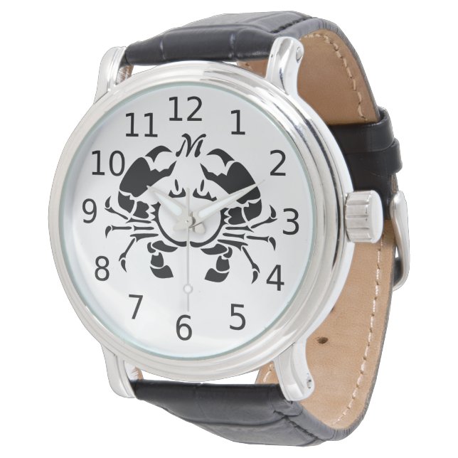 Montre Monogramme de crabe en forme de crayon noir (Incliné)