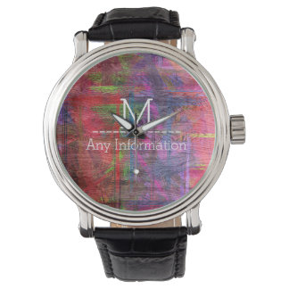 Montre Monogramme de grains de bois coloré #2
