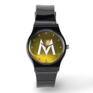 MONTRE MONOGRAMME DE JAUNE IMPRIMÉ TOPAZ