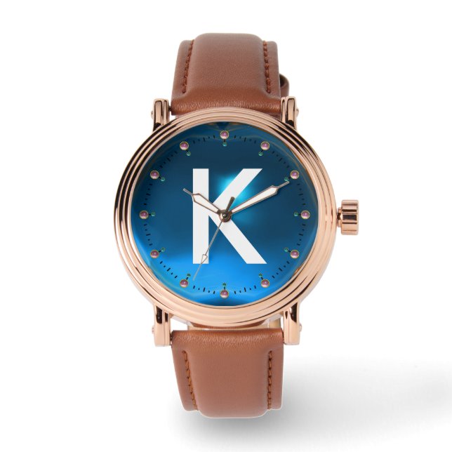 MONTRE MONOGRAMME DE JEUX TOPAZ BLEU IMPRIMÉ (Recto)