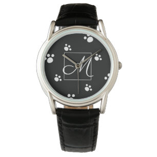 Montre Monogramme de l'Empreinte de patte des chiens de c