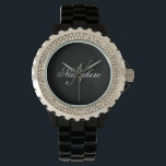 Montre Monogramme de nom noir et blanc personnalisé uniqu<br><div class="desc">Personnalisé Unique Noir et Blanc Nom Monogramme Design pour tout le monde.</div>