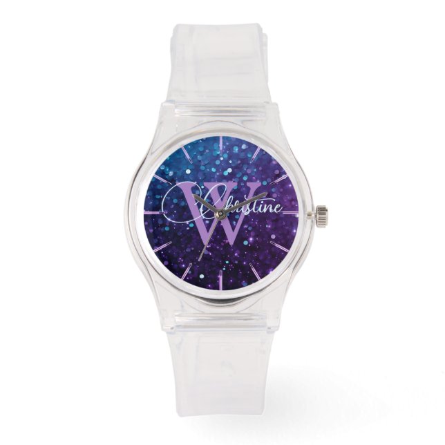 Montre Monogramme de Parties scintillant chic violet (Recto)