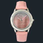 Montre Monogramme de Parties scintillant d'argent en méta<br><div class="desc">Rose Gold - Blush Pink and Silver Faux Foil Metallic Sparkle Parties scintillant Brossé Métal Monogramme Nom Monographie. Cela rend le cadeau parfait pour 16 ans,  mariage,  douche nuptiale,  anniversaire,  baby shower ou bachelorette pour quelqu'un qui aime le luxe glam et les styles chic.</div>