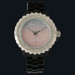 Montre Monogramme de Parties scintillant en argent rose v<br><div class="desc">Rose Gold - Blush Pink and Silver Sparkle Parties scintillant Script Monogramme Nom Monographie. Cela fait le cadeau parfait de remise de diplômes,  anniversaire,  mariage,  douche nuptiale,  anniversaire,  baby shower ou bachelorette pour quelqu'un qui aime le luxe glam et les styles chic.</div>