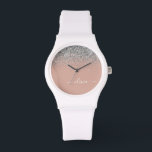Montre Monogramme de Parties scintillant en argent rose v<br><div class="desc">Rose Gold - Blush Pink and Silver Sparkle Parties scintillant Script Monogramme Nom Monographie. Cela fait le cadeau parfait de remise de diplômes,  anniversaire,  mariage,  douche nuptiale,  anniversaire,  baby shower ou bachelorette pour quelqu'un qui aime le luxe glam et les styles chic.</div>