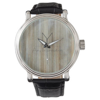 Montre Monogramme de texture de grain de bois #2