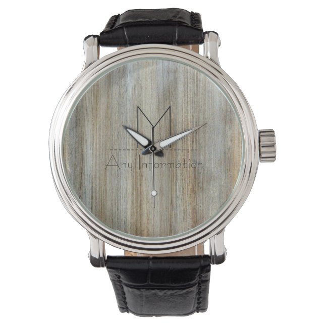 Montre Monogramme de texture de grain de bois #2 (devant)