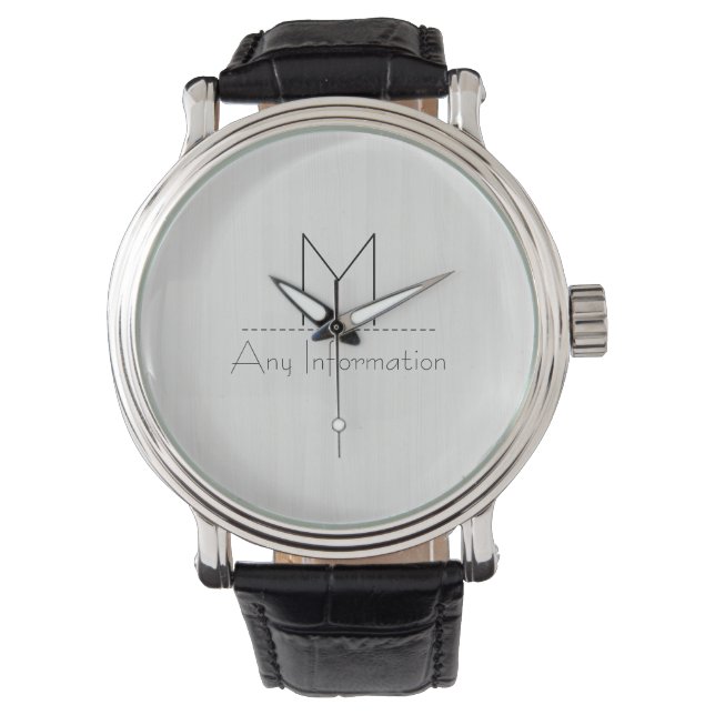 Montre Monogramme de texture du grain de bois blanc (devant)