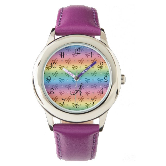 Montre Monogramme - diamants arc-en-ciel et arcs (devant)