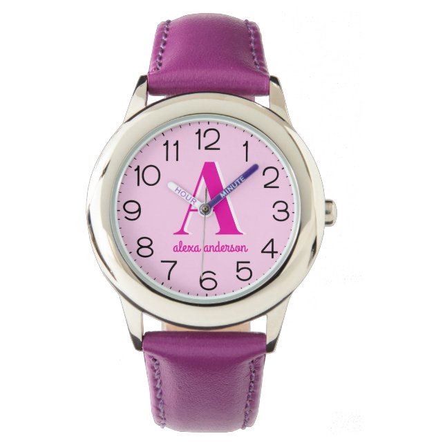 Montre Monogramme Dolly Rétro Rose chaud (devant)