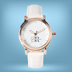 Montre Monogramme d'or bleu simple