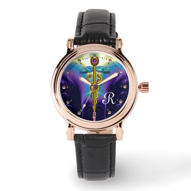 Montre MONOGRAMME D'OR CADUCÉ, Bleu violet (Recto)