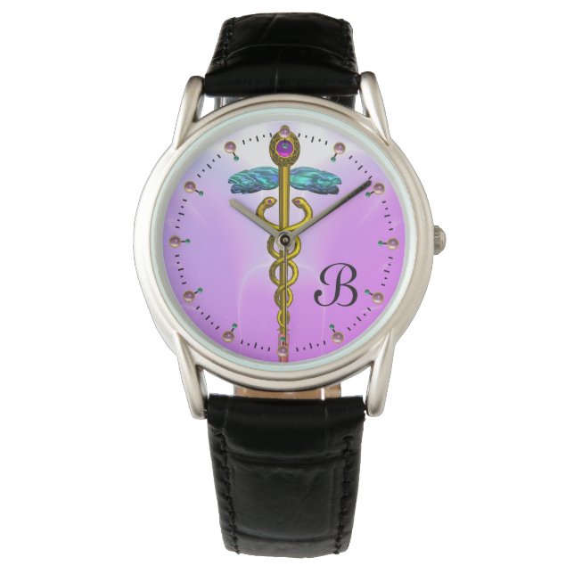 Montre MONOGRAMME D'OR CADUCÉ, Lilac rose (devant)
